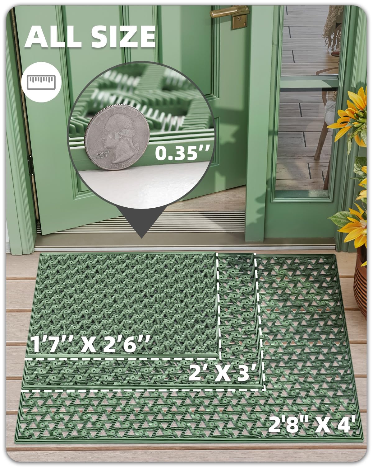 Color&Geometry outdoor mat with a polypropylene surface provides durable protection against mud and wear.