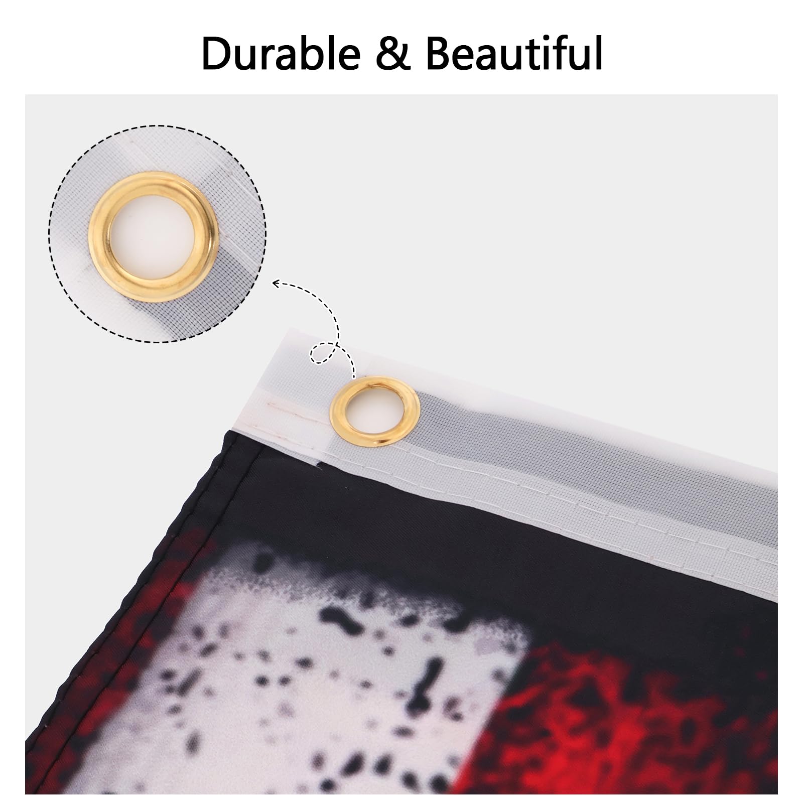 Colorato flag brass grommets enable easy outdoor or indoor mounting.