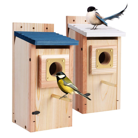 ColorfulLaVie bird house 2-pack front view invites birds to nest outdoors.