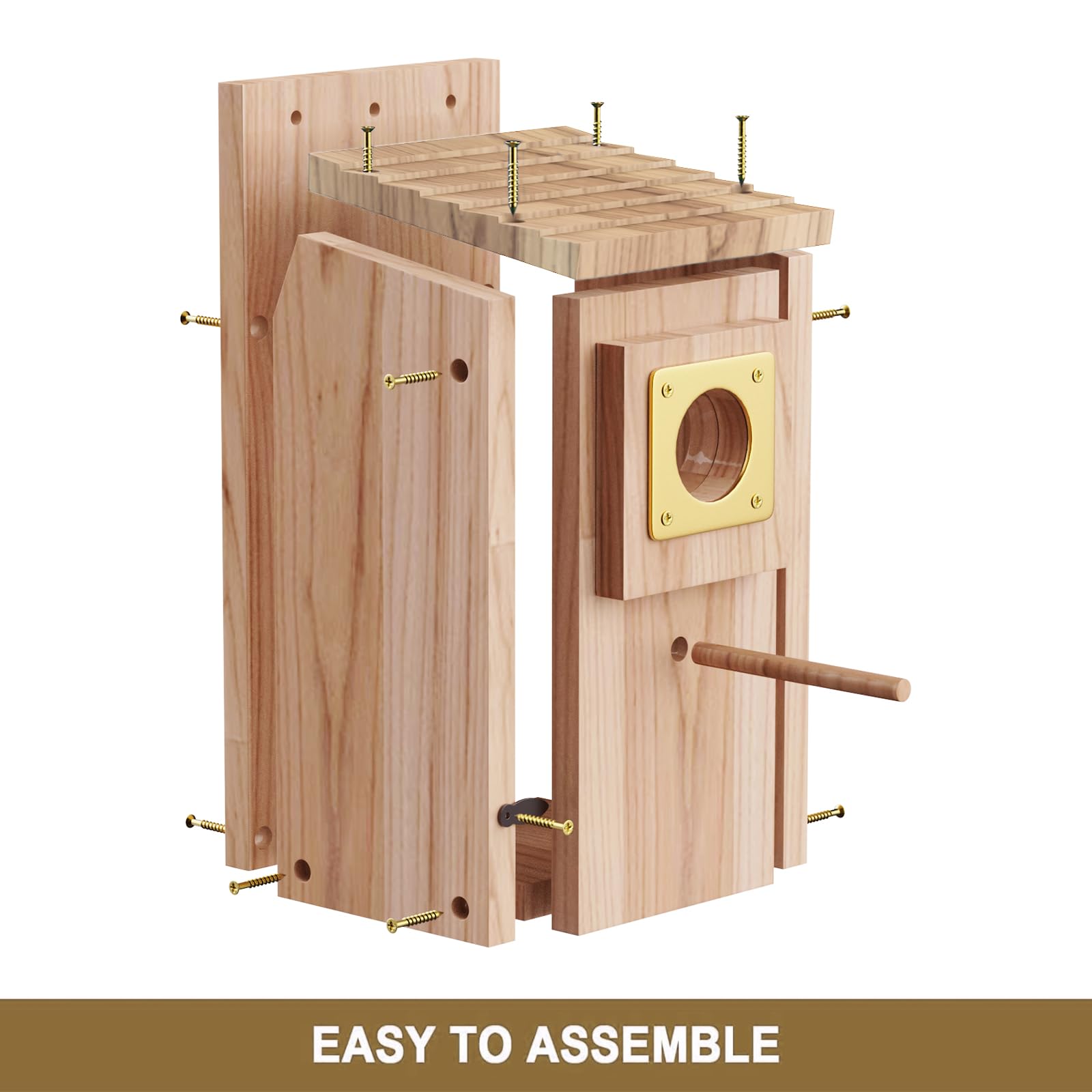 ColorfulLaVie copper guard bird house side view for mounting on posts or walls.