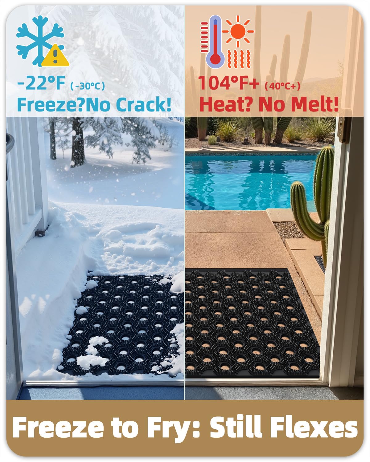Color&Geometry 24x36 black outdoor entrance mat provides ample coverage for large doors.