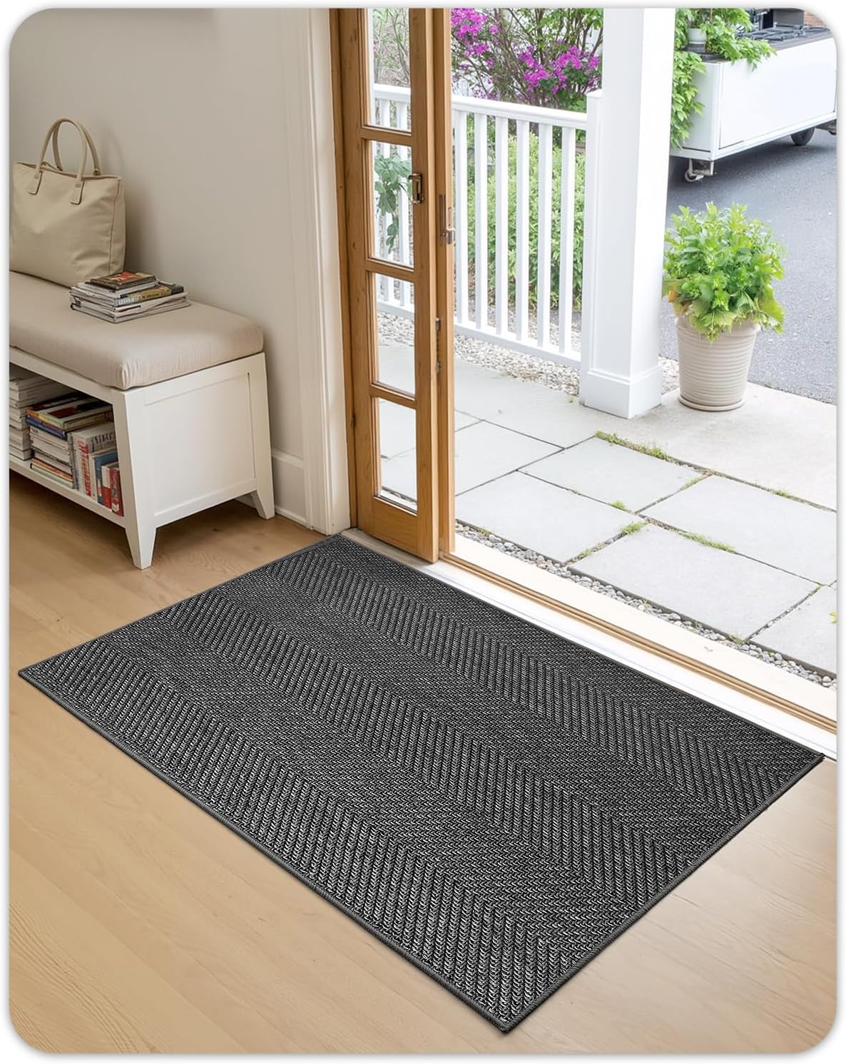 Color&Geometry indoor carpet absorbs light moisture for tidy floors