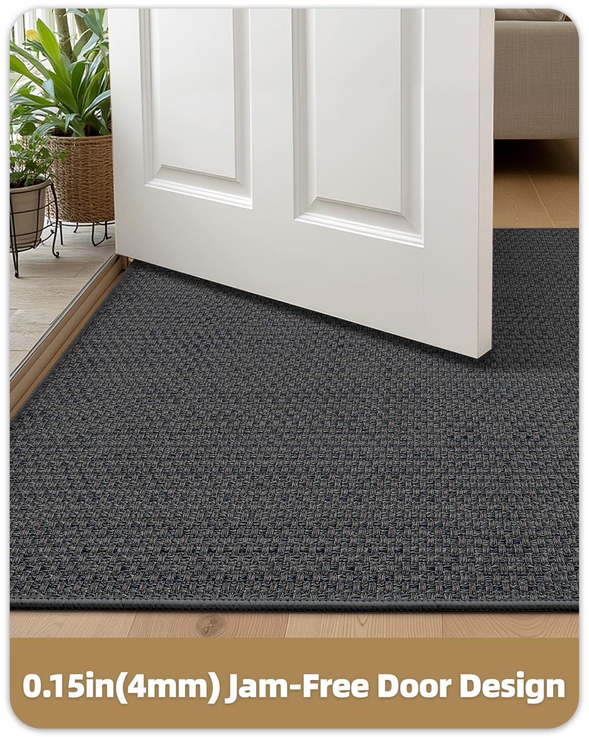 Color&Geometry absorbent door mat removes moisture and dirt from shoes before entering.