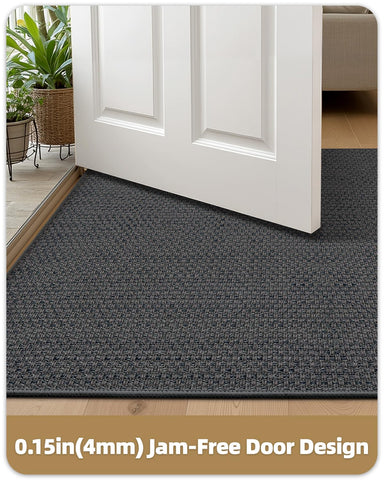 Color&Geometry absorbent door mat removes moisture and dirt from shoes before entering.