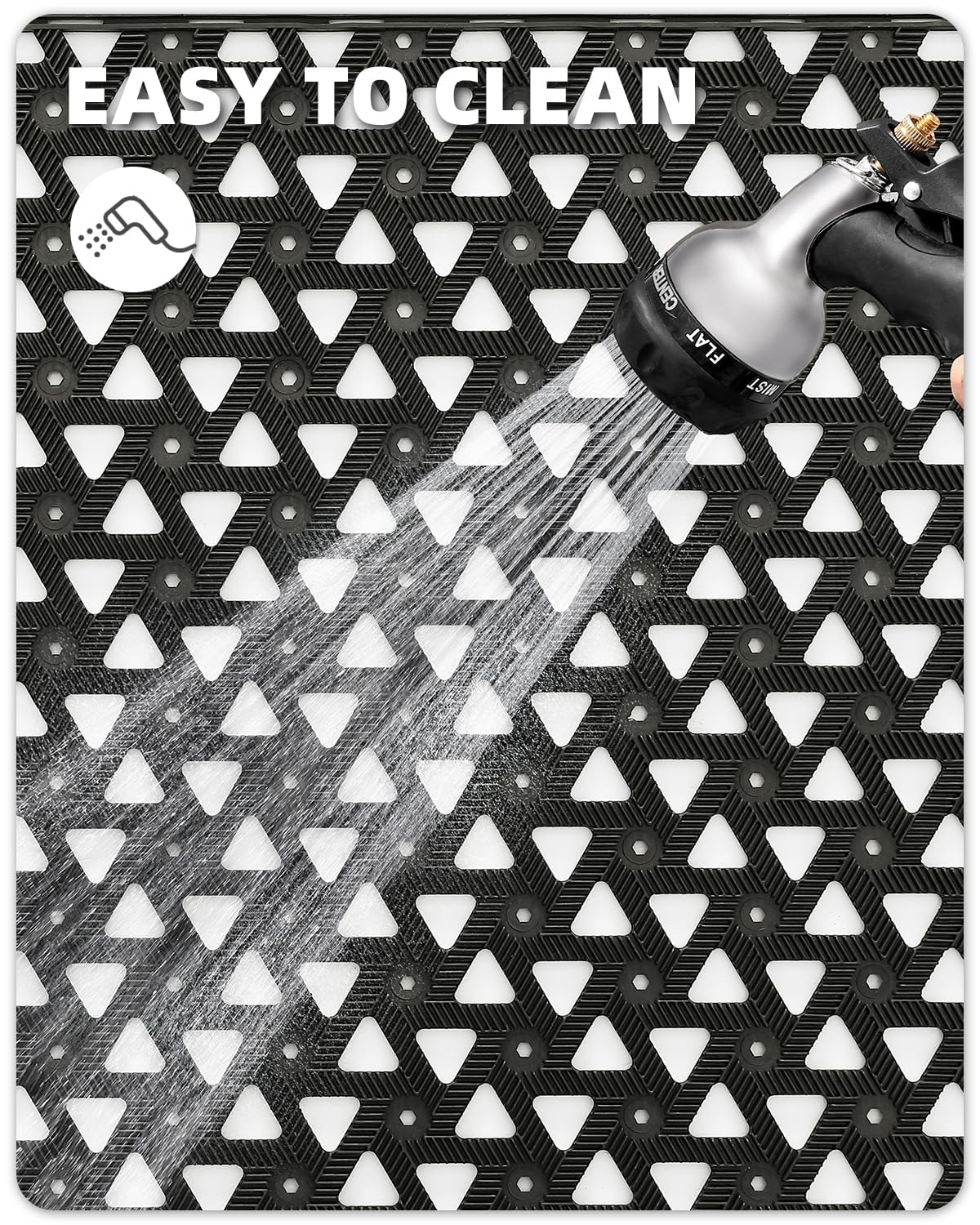 Color&Geometry all-weather mat withstands rain, sun, and snow