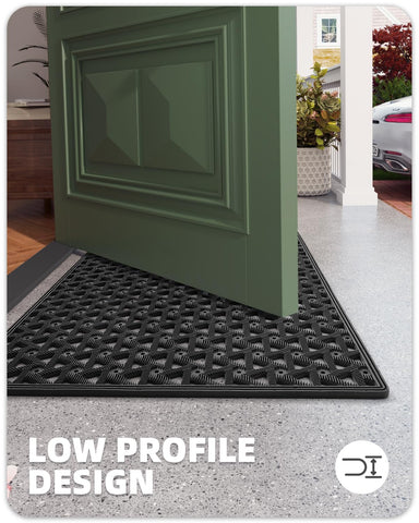 Color&Geometry all-weather mat shown in outdoor patio setting