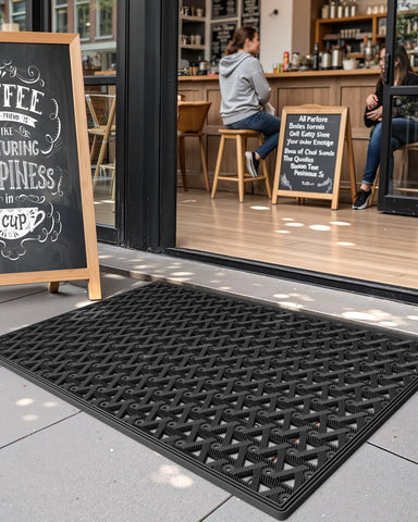 Color&Geometry deep grooves channel water away, keeping floors drier