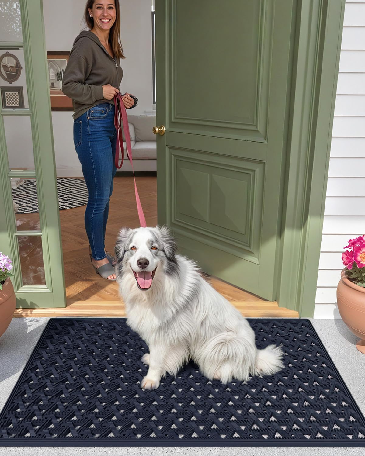 Color&Geometry door mat deep grooves capture dirt and dampness before it enters