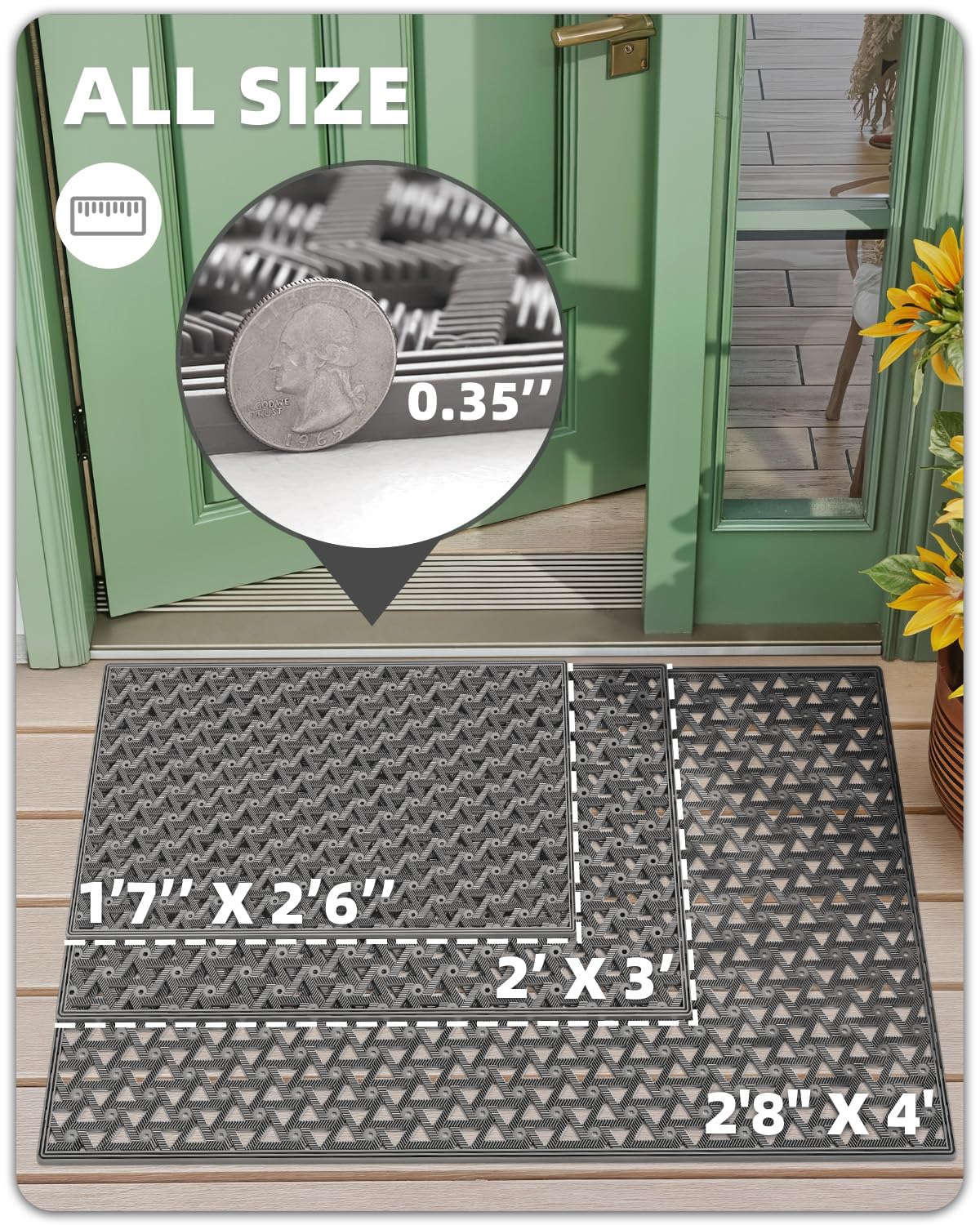 Color&Geometry door mat closeup durability emphasizes flexible, long lasting surface
