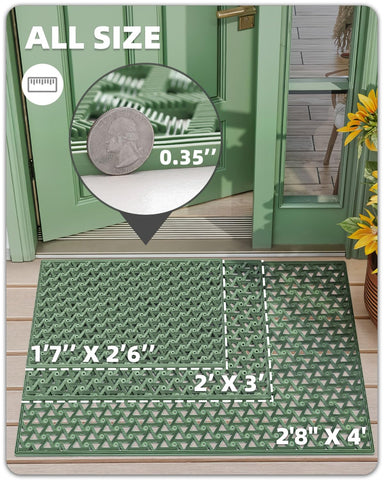 Color&Geometry heavy-duty rubber backing provides non-slip stability for outdoor entry.