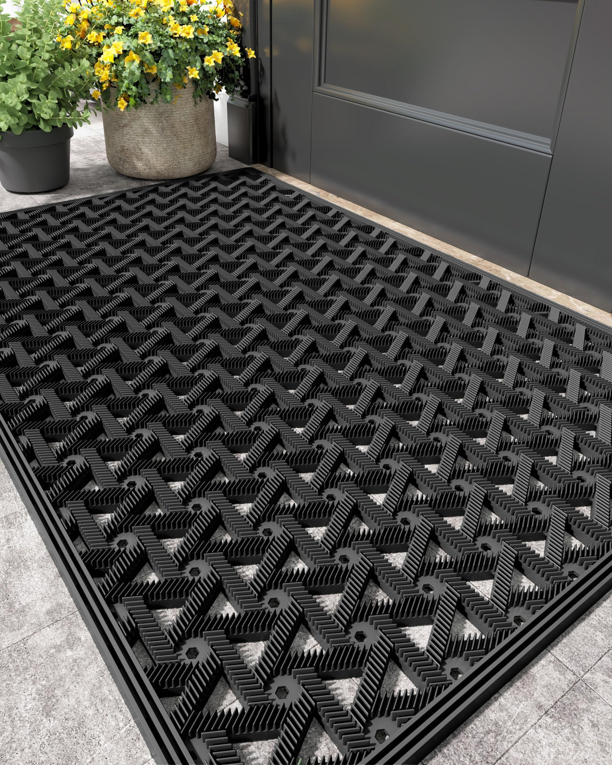 Color&Geometry door mat outdoor drainage traps moisture to keep entryways clean.