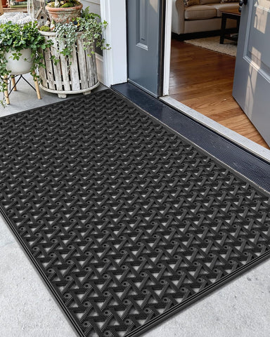 Color&Geometry outdoor door mat with drainage keeps entry clean and dry