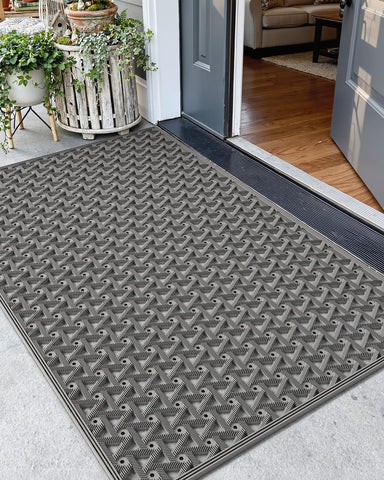 Color&Geometry door mat with drainage traps dirt and moisture at the entry