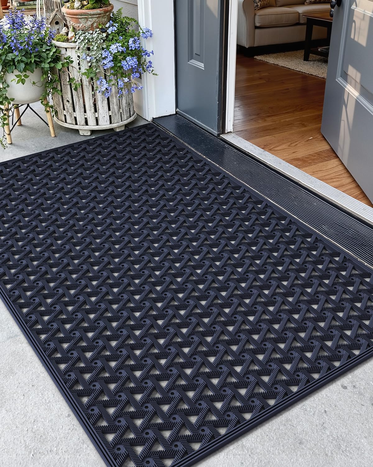 Color&Geometry outdoor door mat with drainage traps dirt and moisture at entry