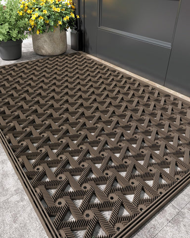 Color&Geometry door mat outside entrance with drainage keeps floors dry.