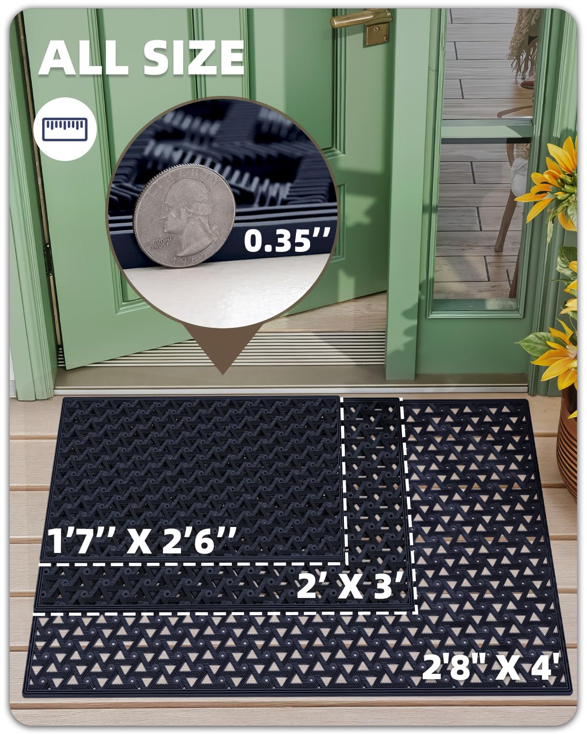 Color&Geometry door mat surface closeup shows polypropylene texture that captures dirt.