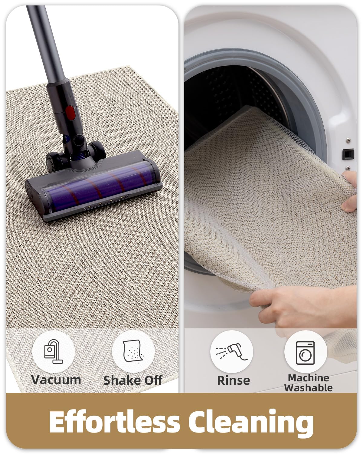 Color&Geometry easy-clean machine-washable mat for quick upkeep.