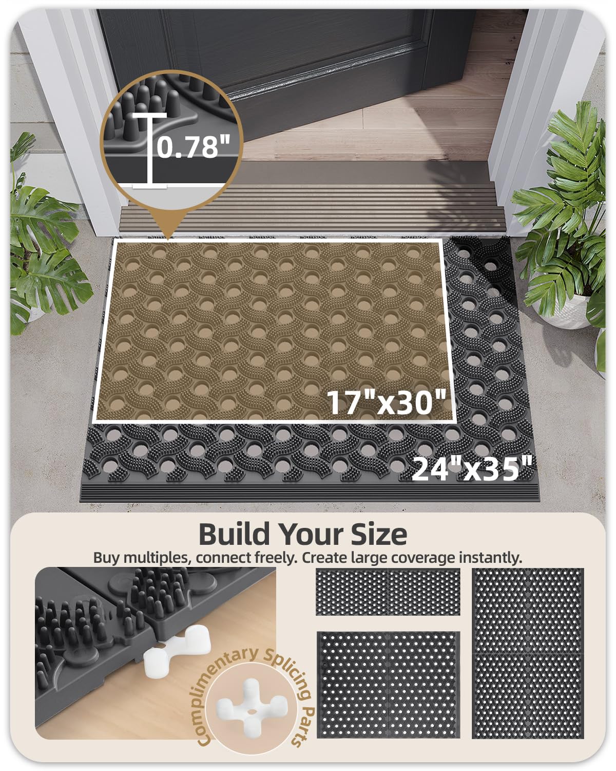 Color&Geometry extra-thick door mat provides stable footing and durable scraping