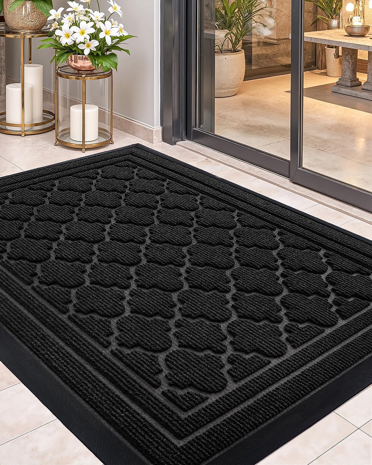 Color&Geometry front door mat close-up texture shows durable construction for all-weather use
