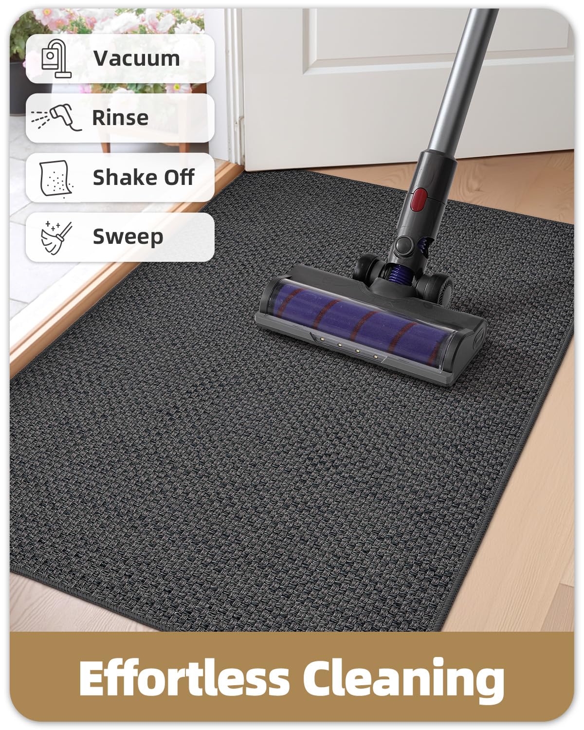 Color&Geometry kitchen and hallway mat blends with contemporary decor.