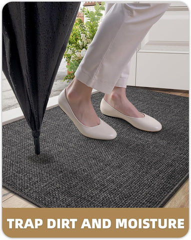 Color&Geometry low-pile mat fits under doors without snagging.