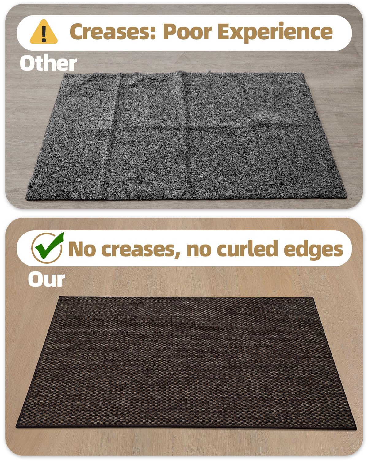 Color&Geometry low-profile rug under doors to avoid snagging