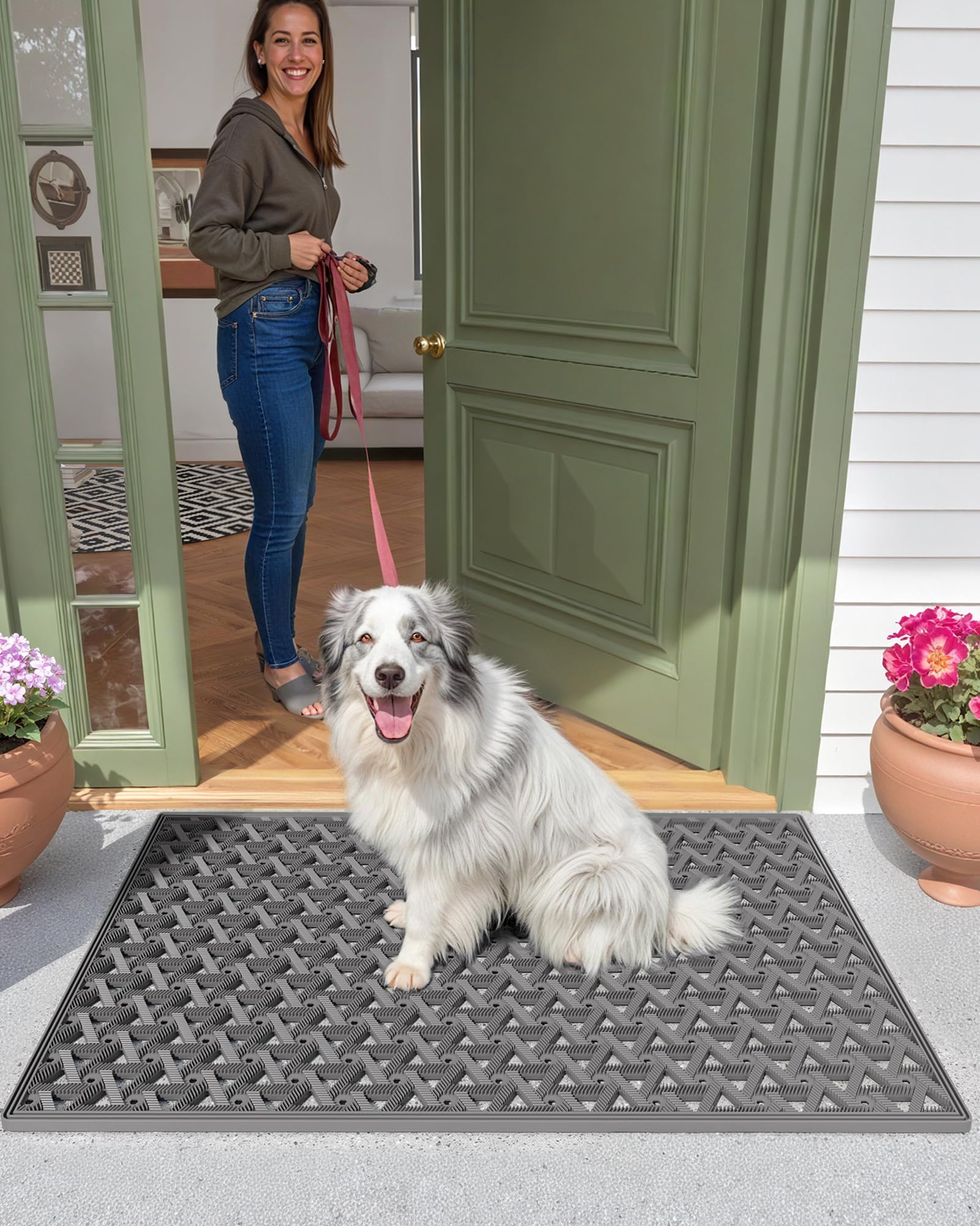 Color&Geometry non-slip backing keeps the mat in place on indoor or outdoor floors