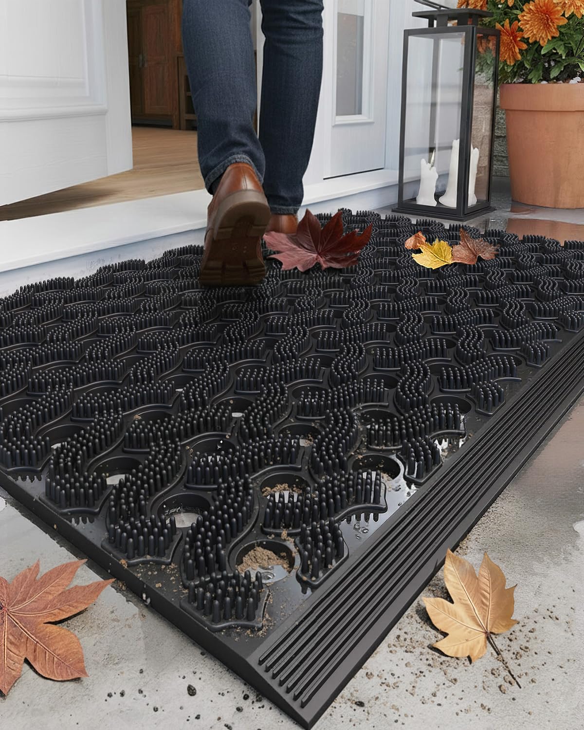 Color&Geometry super heavyweight TPE stormproof welcome mat front view showing durable all-weather performance.