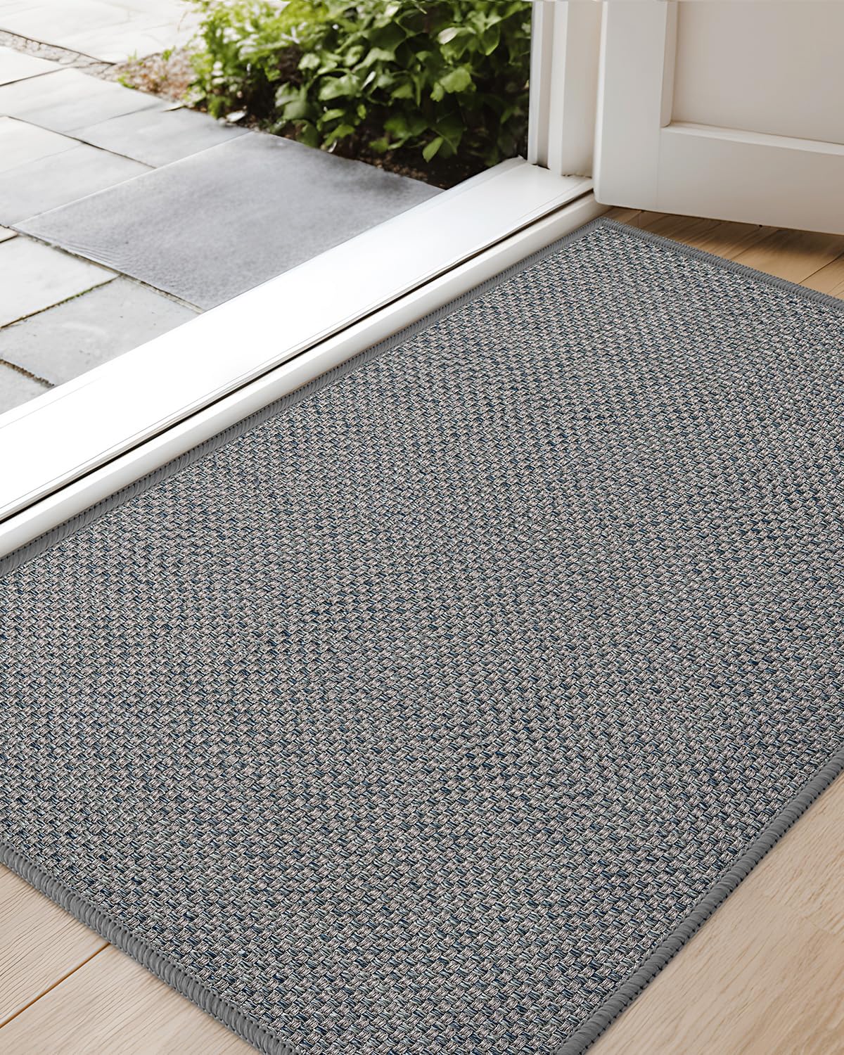 Color&Geometry ultra-thin door mat at the front door protects floors from dirt.