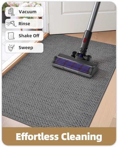 Color&Geometry low-profile mat fits under doors without obstruction.