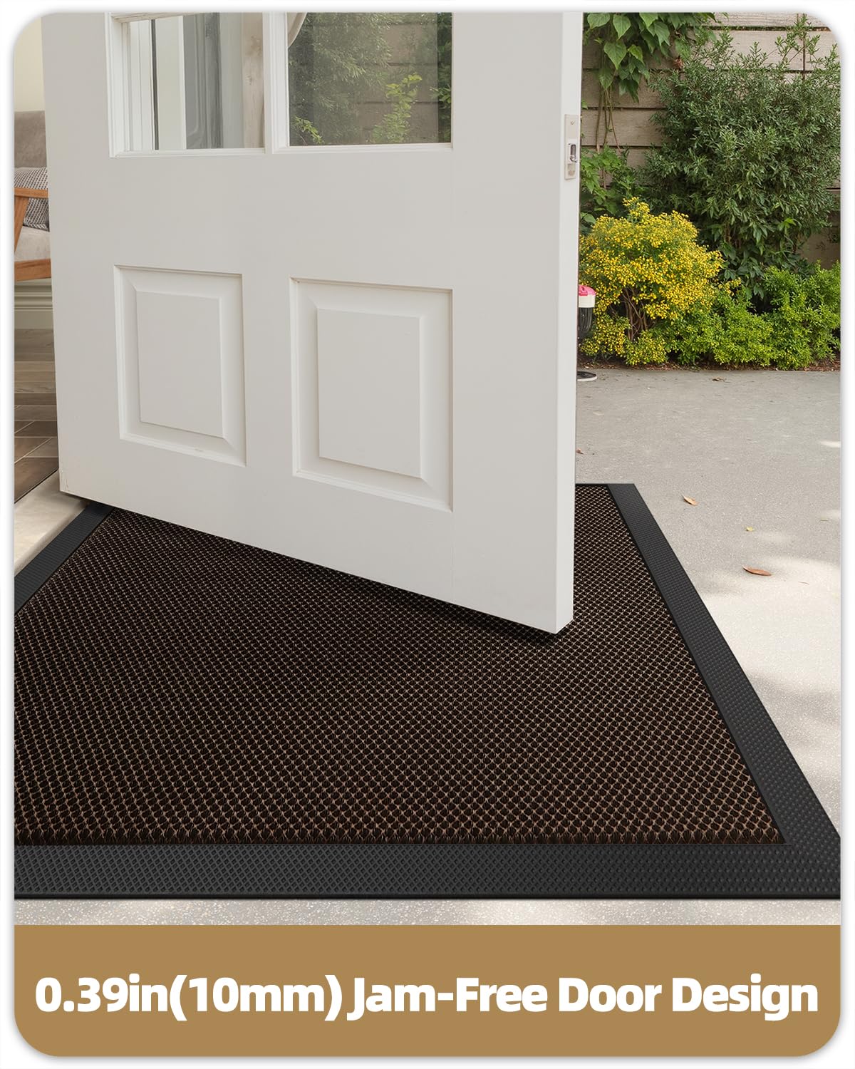 Color&Geometry ultra-thin profile doormat fits under doors.