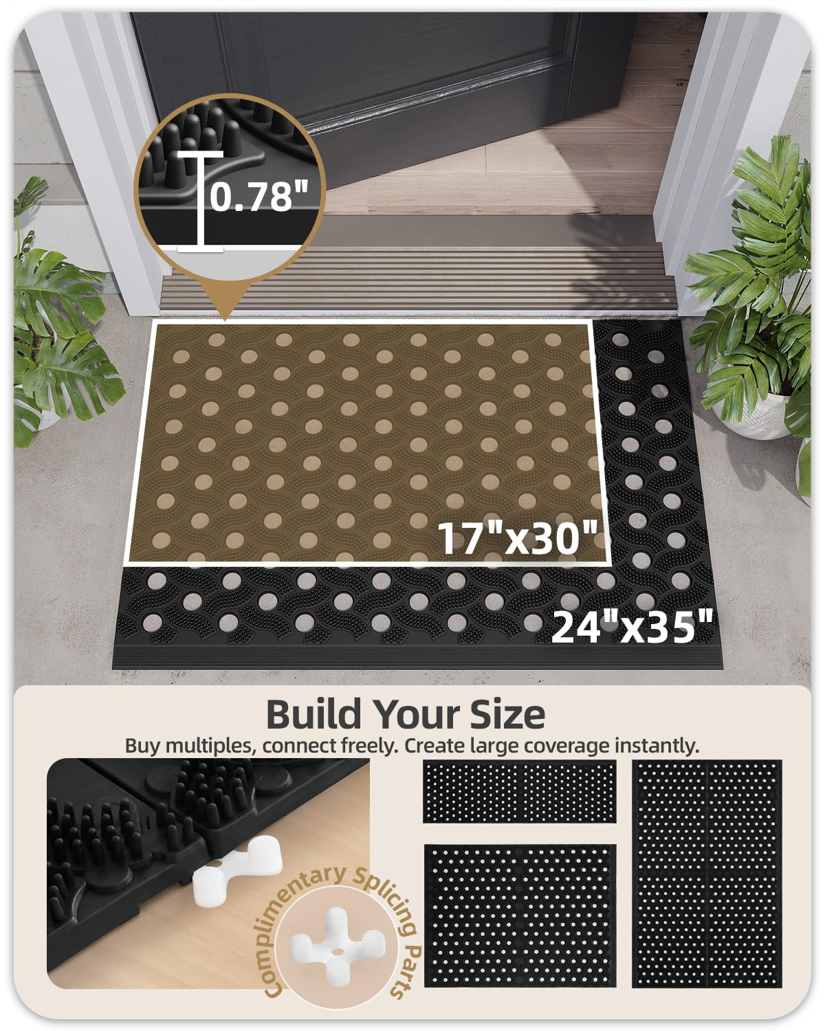 Color&Geometry welcome mat front view demonstrates heavyweight construction for busy entrances.