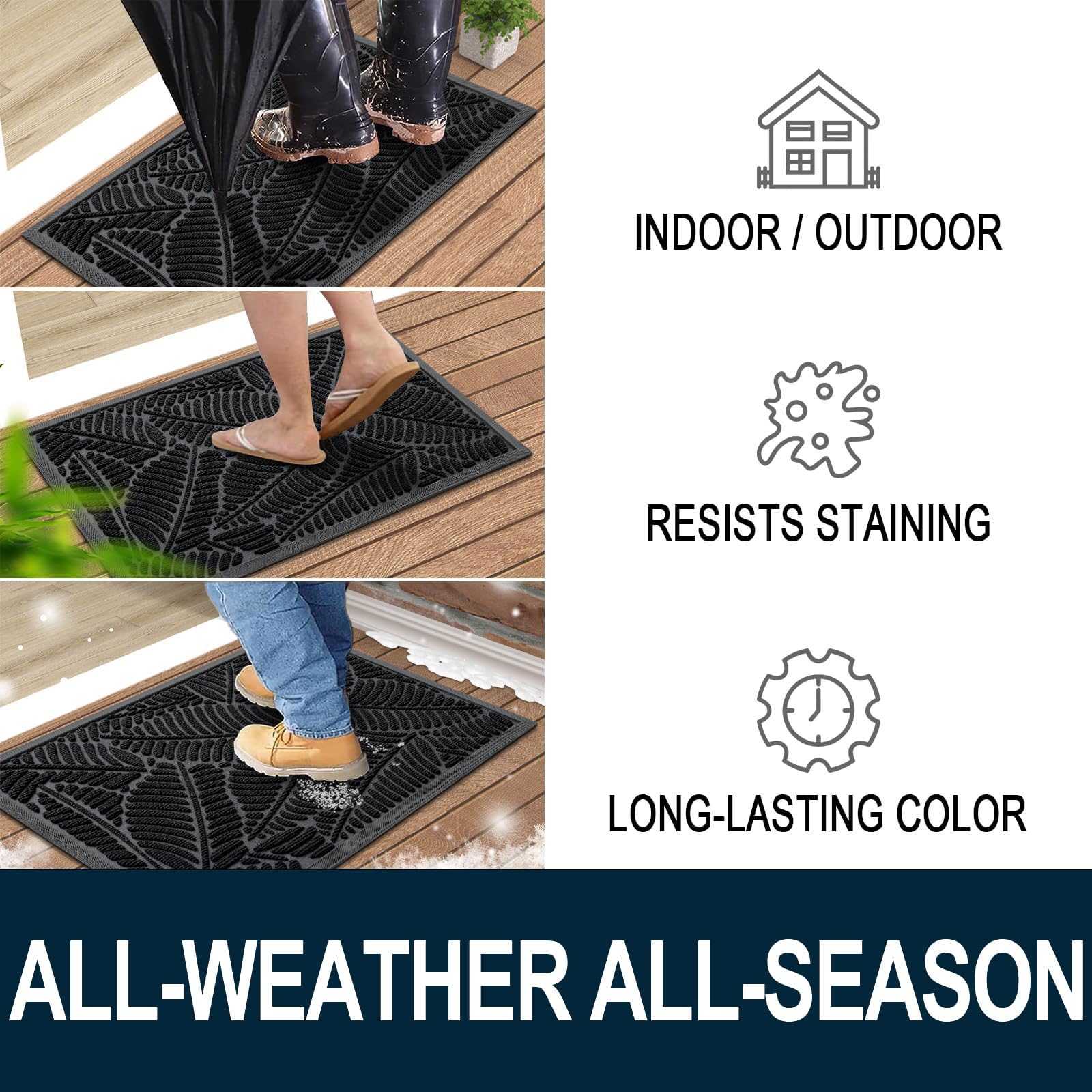 Colorxy dirt and moisture are captured before entering the home.