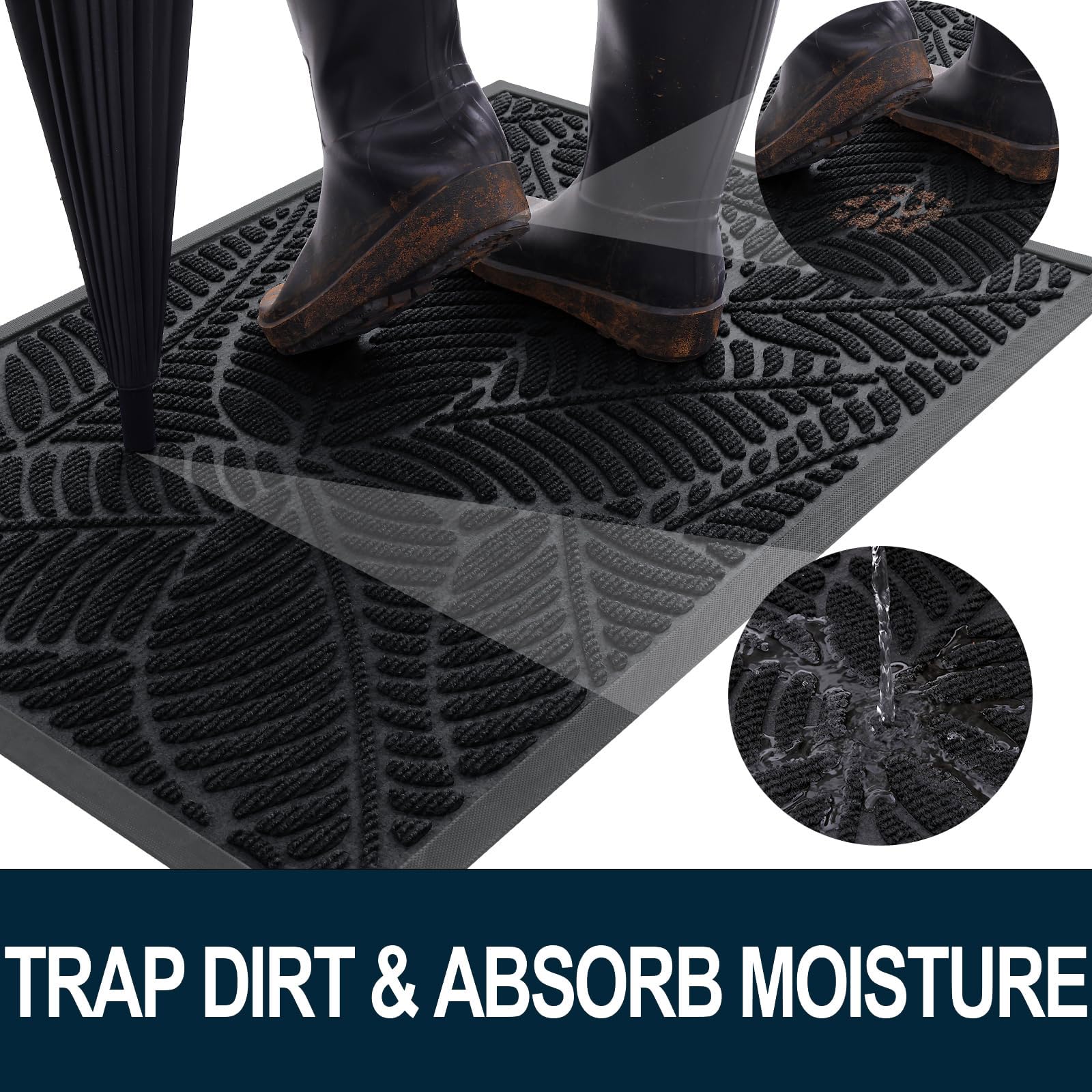 Colorxy doormat with non-slip rubber backing prevents slipping at the doorway.