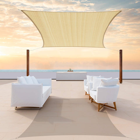 ColourTree 10x20 beige shade sail rectangle blocks sun for patios.