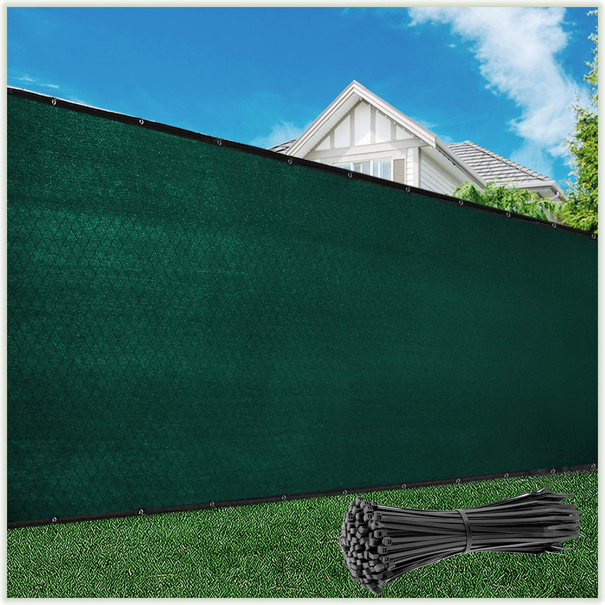 ColourTree 6' x 50' green fence privacy screen provides improved yard privacy and wind protection.