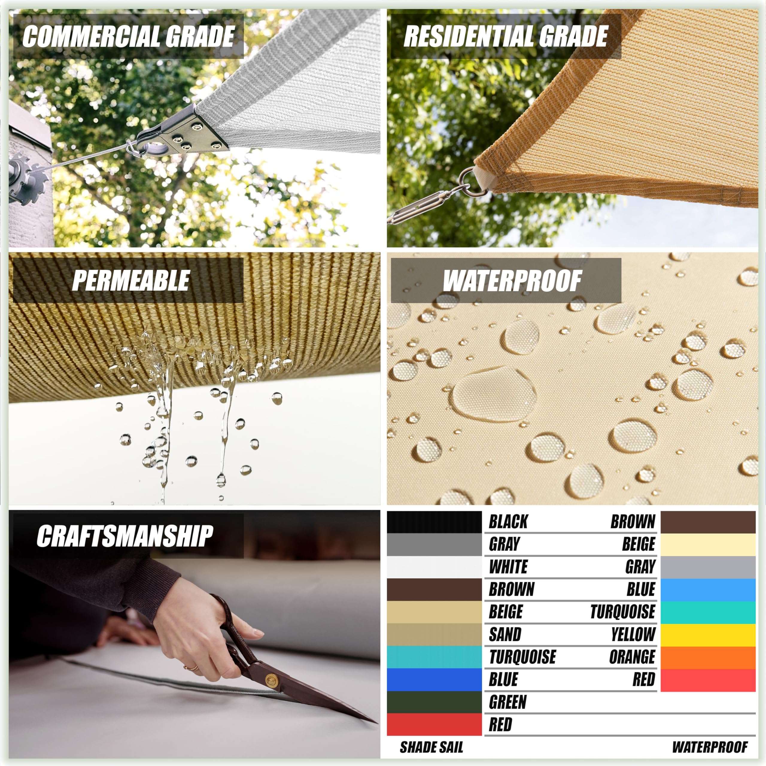 ColourTree breathable fabric lets rain and air pass through for rain drainage.