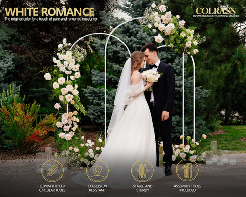 COLRASN 6ft wedding arch backdrop offers easy setup and reliable stability.