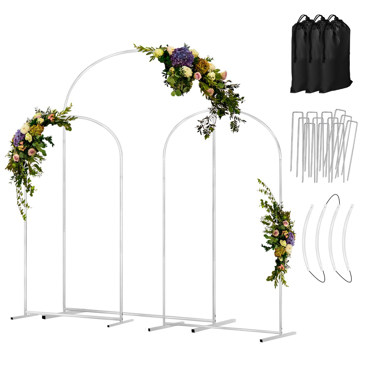 COLRASN 7.2ft wedding arch backdrop with durable metal frame for ceremonies.