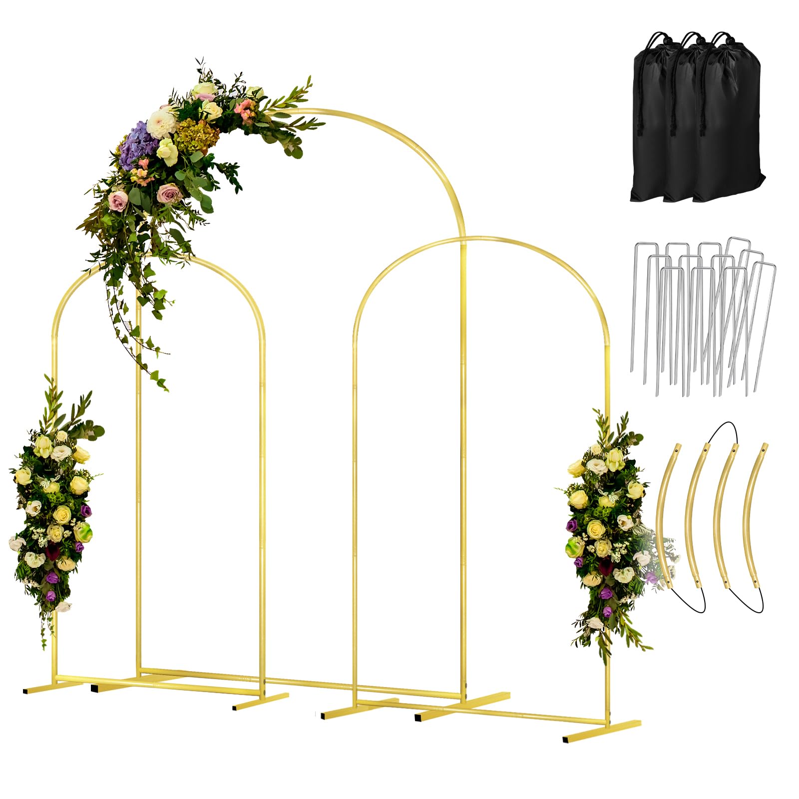 COLRASN gold arch 7.2ft venue entrance enhances ceremony photos.