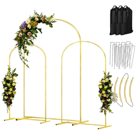 COLRASN gold arch 7.2ft venue entrance enhances ceremony photos.