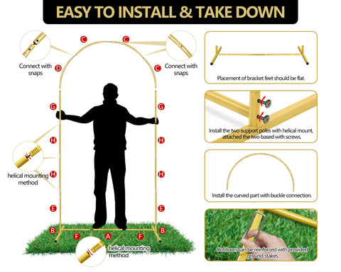 COLRASN gold arch base crossbar adds stability for events.