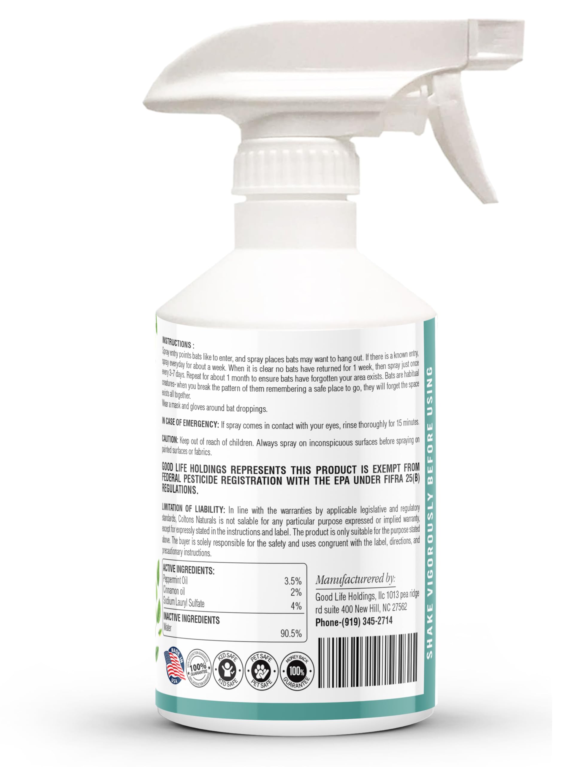 Colton's Naturals bat repellent spray keeps outdoor spaces bat-free