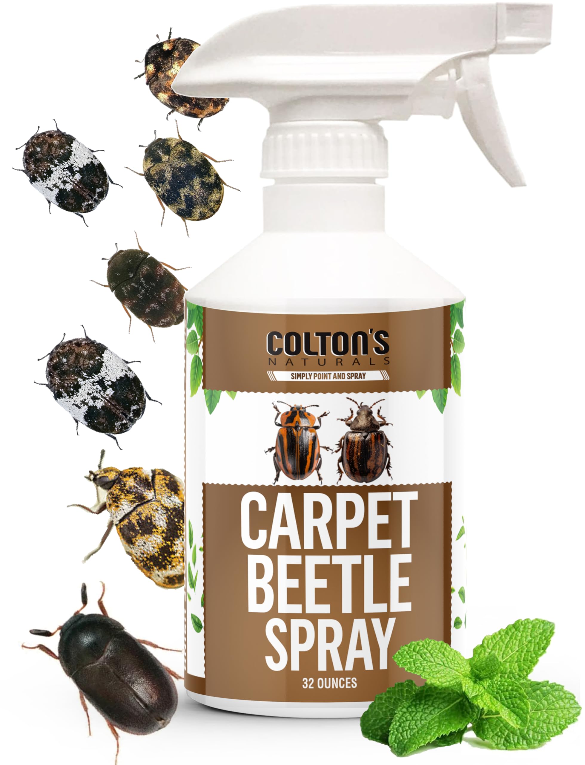 Colton's Naturals Carpet Beetle Spray bottle ready for quick room treatment