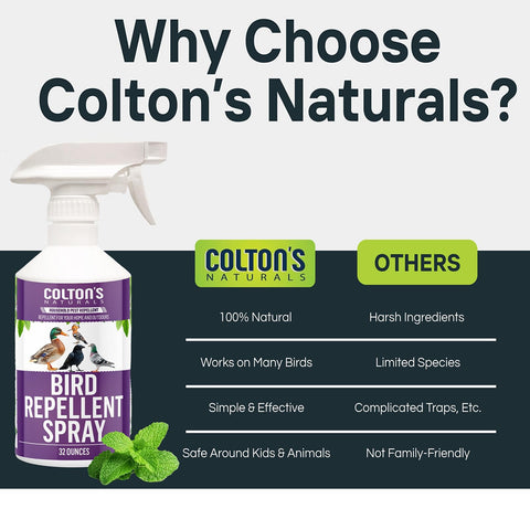 Colton's Naturals deterrent on decks and patios reduces bird perching naturally.