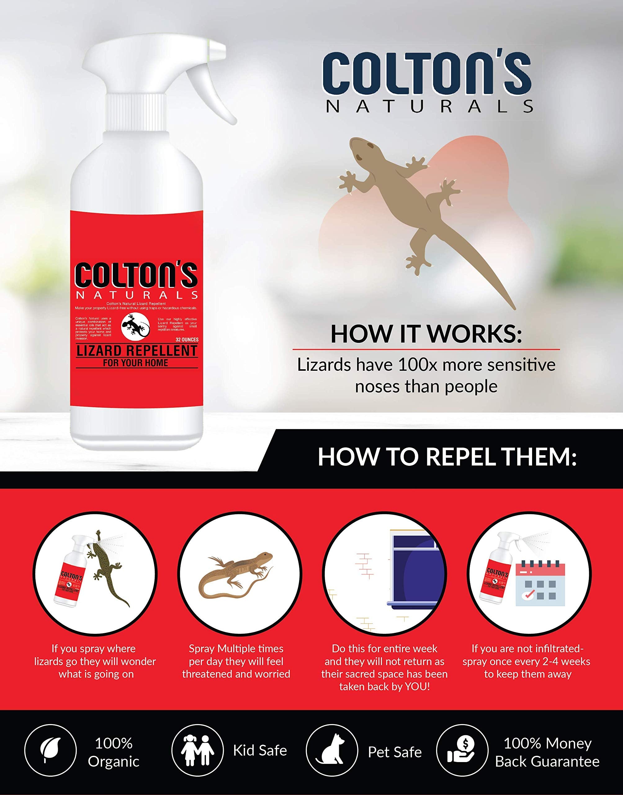 Colton's Naturals Lizard Repellent outdoor application for decks and patios