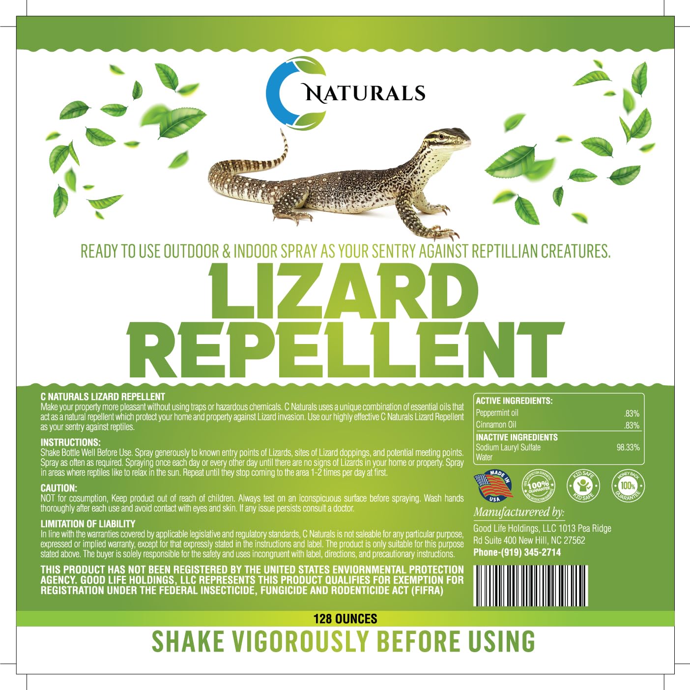 Colton's Naturals lizard repellent safe-for-pets formula minimizes risk around loved ones.