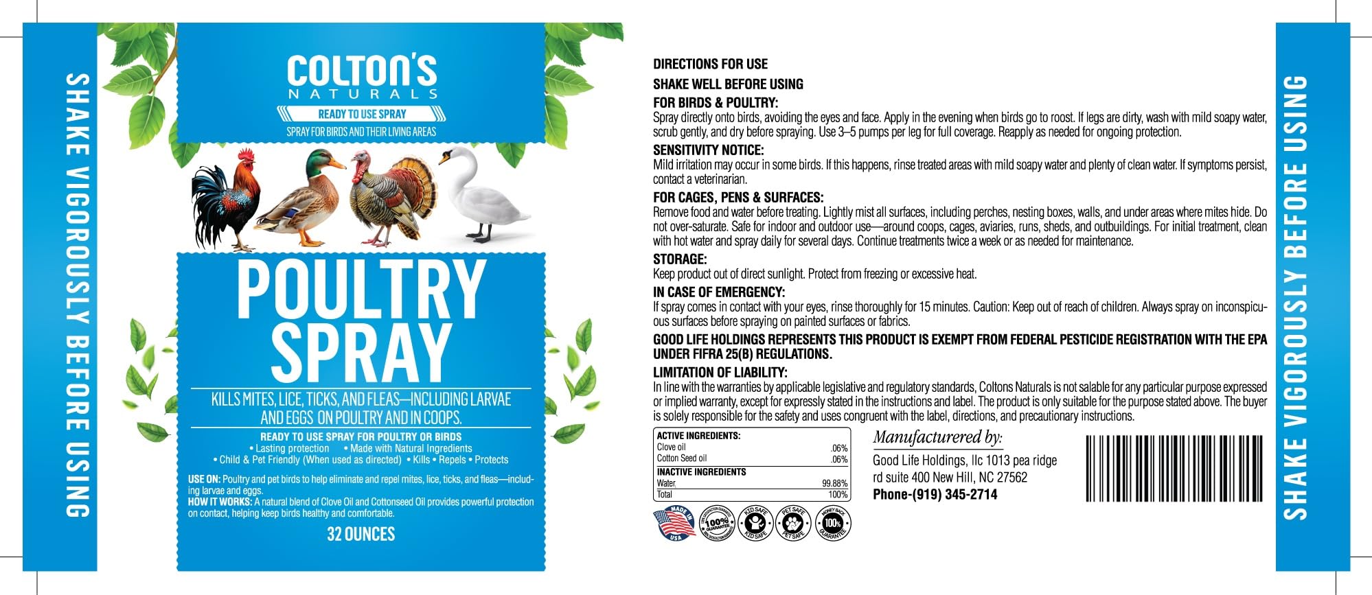 Colton's Naturals Poultry Spray supports regular coop care and flock comfort