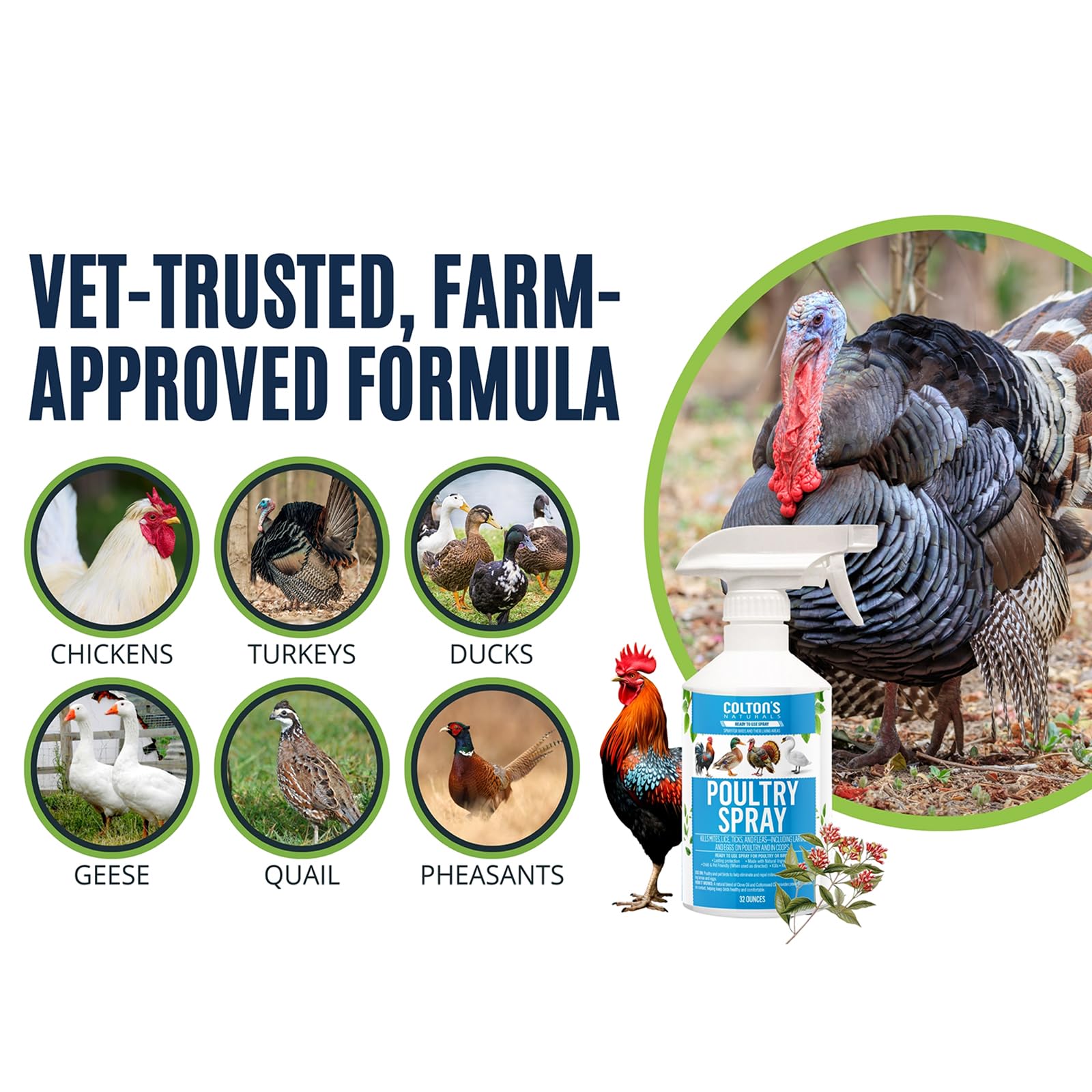 Colton's Naturals Poultry Spray used on bedding to maintain fresh coop aroma