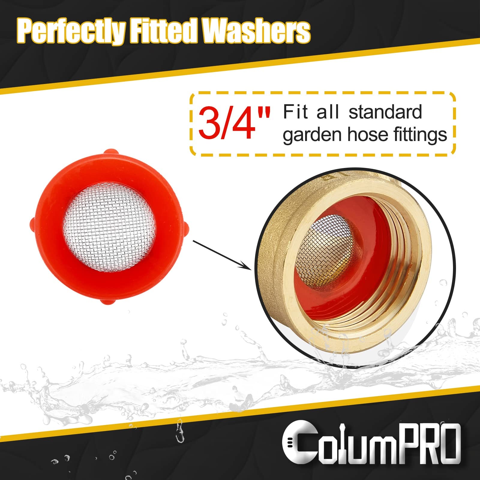 ColumPRO garden hose connector compatibility shows standard fit for hoses.